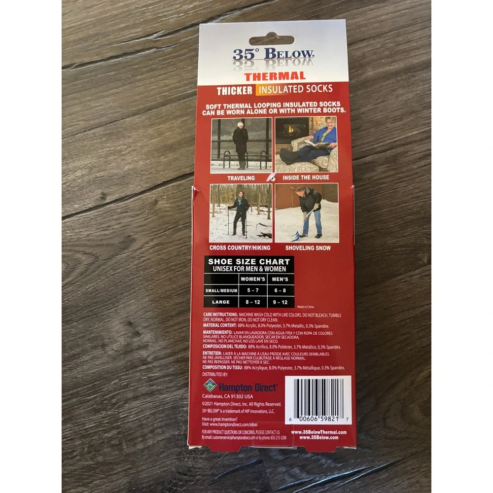 35 Degree Below Thermal‎ Insulated Socks - Small/Medium - NEW in package